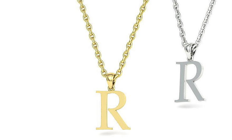 10k 14k Solid Gold Initials Pendants - Letters A-Z Available