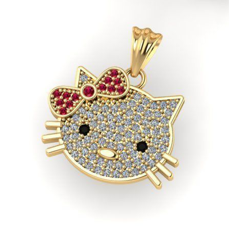 10k 14k Diamond Hello Kitty Charm + Ring + Earring Collection - Custom Hello Kitty