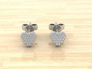 14k Solid Gold Heart Shaped Flat Diamond Stud Earrings