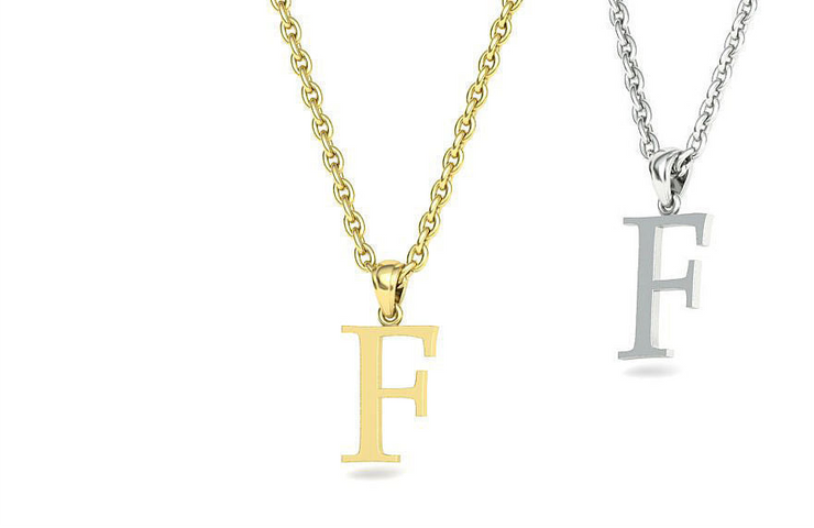 10k 14k Solid Gold Initials Pendants - Letters A-Z Available