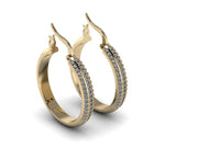 14k Yellow Gold Full hoop diamond earrings