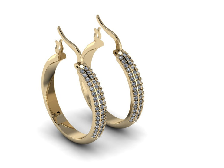 14k Yellow Gold Full hoop diamond earrings