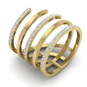 10k 14k 18k Natural Diamond Long Finger Twisted Ring - Twisted Diamond & Gold - Wrap Around Ring