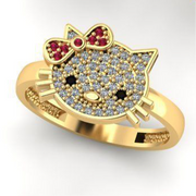 10k 14k Diamond Hello Kitty Charm + Ring + Earring Collection - Custom Hello Kitty