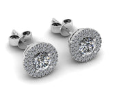 14k Solid Yellow Gold Diamond Trimmed Stud Earrings