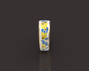 10k 14k 18k Solid Gold Ring with Colored Enamel Flower Pattern