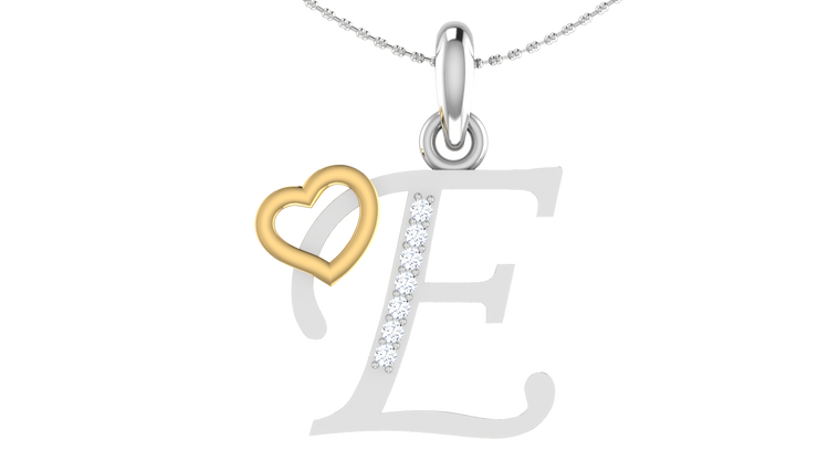 Diamond and Gold Initial pendants w/ solid heart - Multi color captions available