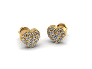 14k Solid Yellow Gold Heart Shaped Stud Earrings