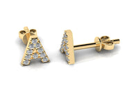 14k Diamond Initial Stud Earrings - Letters A-Z Available