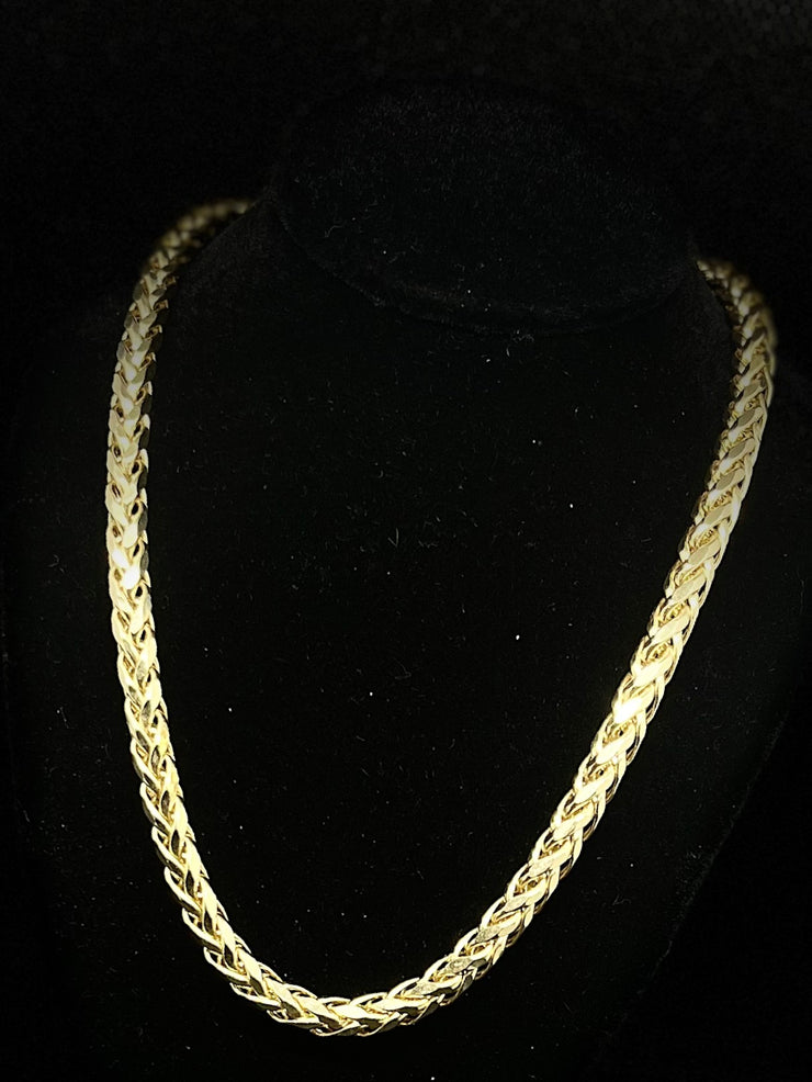 10k 14k Hollow Palm Chains - Yellow, Rose, White Gold Wheat Chain - Multiple Size Options - Gold Palm Wheat Chain