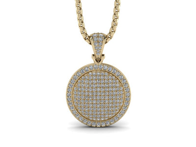 Round Diamond Medallion Pendant w/ Venetian Box Chain