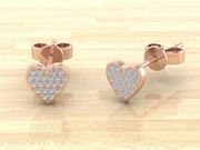 14k Solid Gold Heart Shaped Flat Diamond Stud Earrings