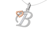 Diamond and Gold Initial pendants w/ solid heart - Multi color captions available
