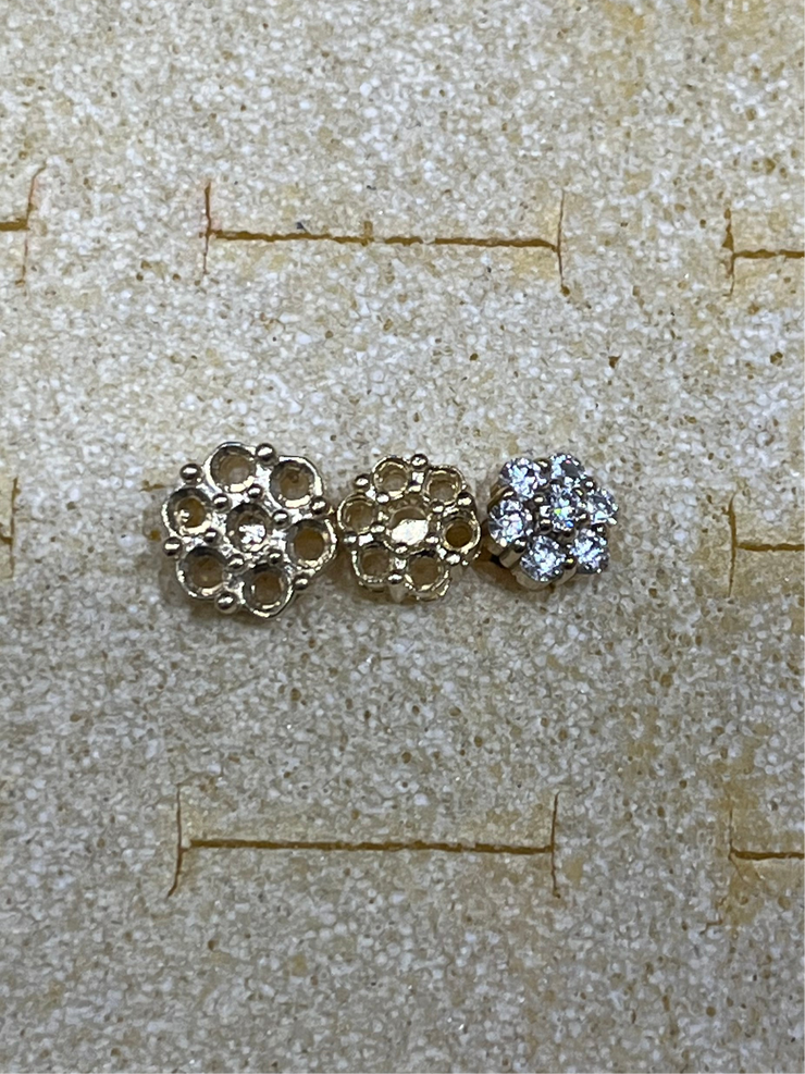 Yellow Gold Diamond Cluster Stud Earrings 10k & 14k Gold Options Available