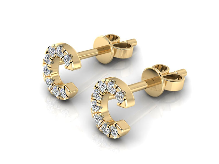14k Diamond Initial Stud Earrings - Letters A-Z Available