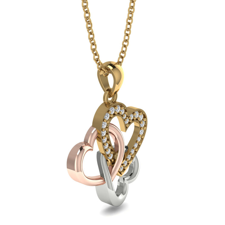 10k Triple Interlocked Heart Pendant