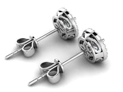 14k Solid Yellow Gold Diamond Trimmed Stud Earrings