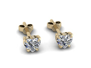 14k Heart shaped diamond solitaire stud earrings