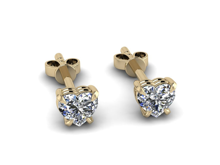14k Heart shaped diamond solitaire stud earrings