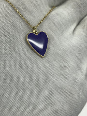 18k Solid Gold Enamel Heart Pendant