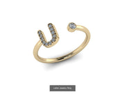 10k Yellow Gold Diamond Ring w/ Gold Band and Diamond Letter - Diamond Initial Ring