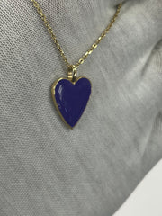 18k Solid Gold Enamel Heart Pendant
