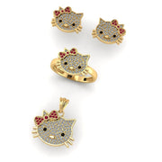 10k 14k Diamond Hello Kitty Charm + Ring + Earring Collection - Custom Hello Kitty