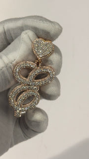 Solid Rose Gold Diamond Initial Pendant w/ White Gold Top Layer -Two Layer Two Tone Solid Gold Diamond Initial Pendants - Diamond Initial Pendant w/ Miami Cuban Link Chain