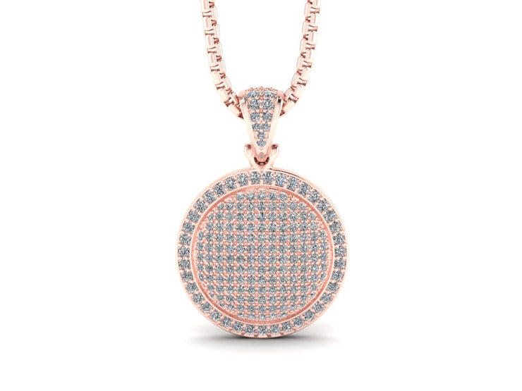 Round Diamond Medallion Pendant w/ Venetian Box Chain