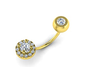14k 18k 22k Solid Gold Custom Diamond Belly Ring