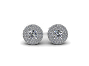 14k Solid Yellow Gold Diamond Trimmed Stud Earrings