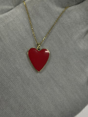 18k Solid Gold Enamel Heart Pendant