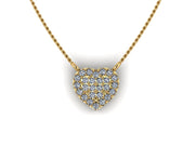 10k 14k Solid Diamond Heart Charm w/ Cuban Link Chain - Diamond heart necklace