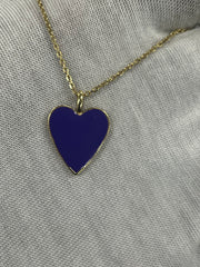 18k Solid Gold Enamel Heart Pendant