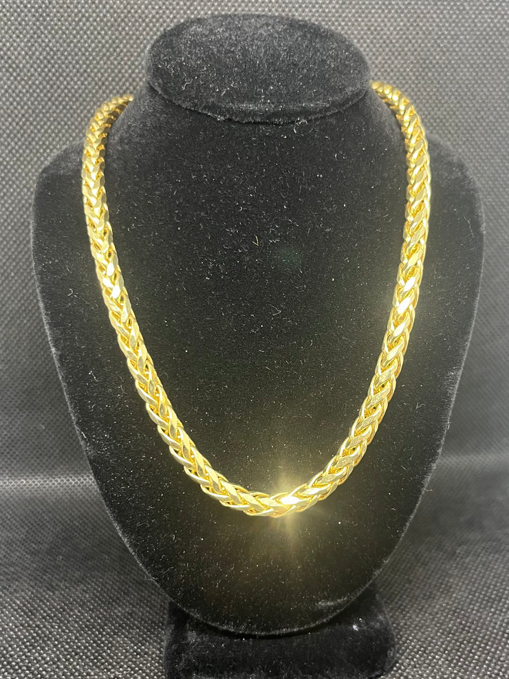 10k 14k Hollow Palm Chains - Yellow, Rose, White Gold Wheat Chain - Multiple Size Options - Gold Palm Wheat Chain