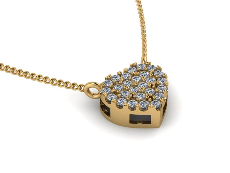 10k 14k Solid Diamond Heart Charm w/ Cuban Link Chain - Diamond heart necklace