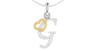 Diamond and Gold Initial pendants w/ solid heart - Multi color captions available