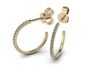 14k Yellow Gold Diamond 1/2 hoop earrings