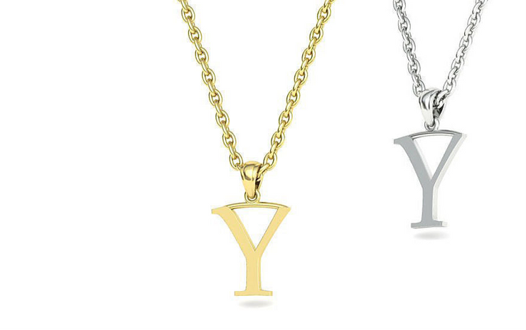 10k 14k Solid Gold Initials Pendants - Letters A-Z Available