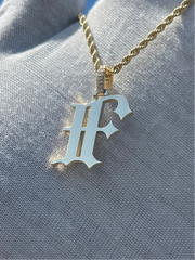 10k 14k Old English Initial Pendant w/ Diamond Bail • A-Z Available