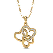 10k Triple Interlocked Heart Pendant