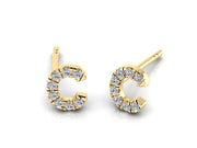 14k Diamond Initial Stud Earrings - Letters A-Z Available
