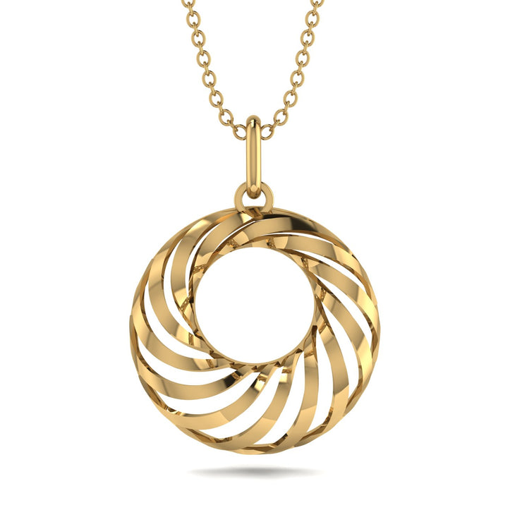 10k 14k Yellow Gold Custom Geometric Spiral Pendant
