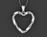 14k Twisted Diamond Heart Pendant w/ Cable Link Chain