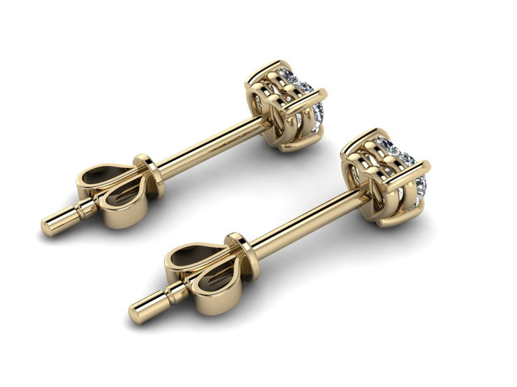 14k Heart shaped diamond solitaire stud earrings