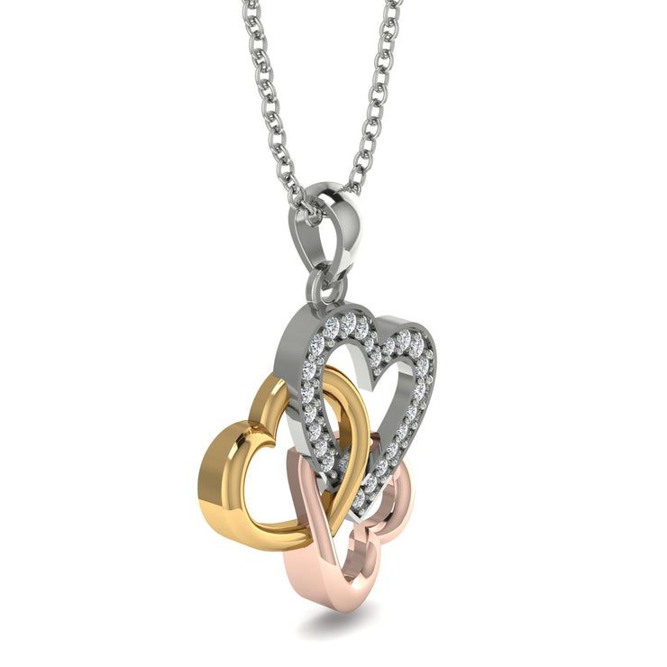 10k Triple Interlocked Heart Pendant