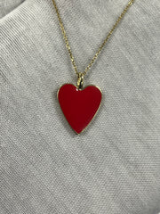 18k Solid Gold Enamel Heart Pendant