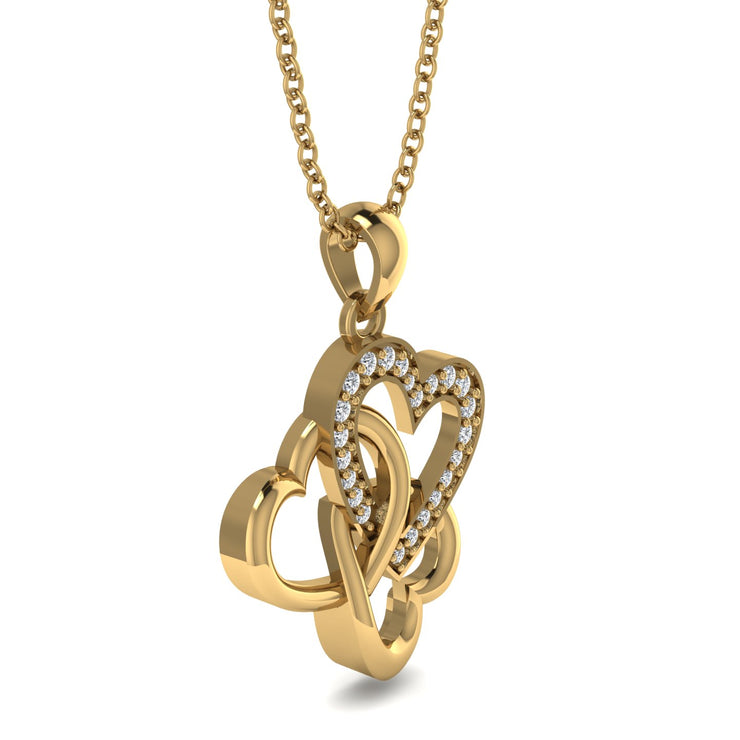 10k Triple Interlocked Heart Pendant
