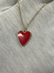 18k Solid Gold Enamel Heart Pendant