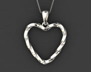 14k Twisted Diamond Heart Pendant w/ Cable Link Chain